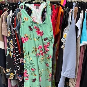 Floral Green Sleeveless Maxi Dress